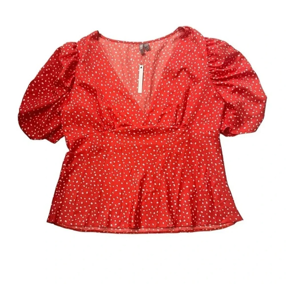 ASOS DESIGN short sleeve  tea blouse in splodge print sz 12 nwt - Picture 2 of 7